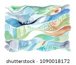watercolor abstract green and... | Shutterstock . vector #1090018172