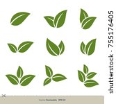 green leaves set vector logo... | Shutterstock .eps vector #755176405