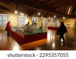 Small photo of april 28, 2023 - Italy, Lombardy, Monza - 'I Love Lego' exhibition of dioramas displayed in the Royal Villa (Villa Reale) in Monza. Large Diorama Castle built with 250,000 Lego bricks.