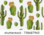  watercolor pattern "desert set"... | Shutterstock . vector #758687965