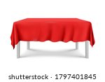 White Square Table With Red...