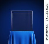 empty podium with blue cloth... | Shutterstock . vector #1561815628