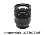 Small photo of Irvine, Scotland, UK - October 26, 2023: Fujifilm branded XF Zoom lens 18-55mm 1: 2.8 4 R LM OIS O 58 All metal construction and is known as a quality Kit lens supplied with many Fujifilm X cameras.