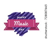 happy music day emblem isolated ... | Shutterstock .eps vector #728087665