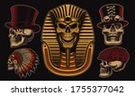set of vector skulls with... | Shutterstock .eps vector #1755377042