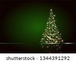 golden christmas tree on a... | Shutterstock . vector #1344391292