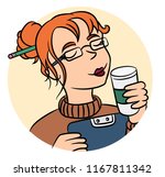 cute office girl in glasses ... | Shutterstock .eps vector #1167811342