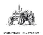 Tractor Hand Drawing Sketch...