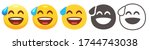 grinning emoji with sweat drop. ... | Shutterstock .eps vector #1744743038