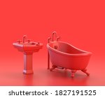 Monochrome Red Bathtub And Sink ...