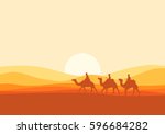 Camel Caravan Going Through The ...