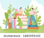 people sitting on book and... | Shutterstock .eps vector #1682454142