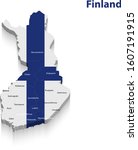 3d vector flag map of finland | Shutterstock .eps vector #1607191915