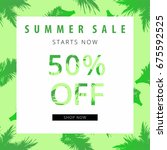 summer sale banner. tropical... | Shutterstock .eps vector #675592525