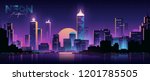 futuristic night city.... | Shutterstock .eps vector #1201785505