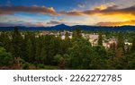Sunset over Eugene, Oregon, viewed from Skinner Butte Lookout.