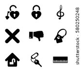 key vector icons. set of 9 key... | Shutterstock .eps vector #580250248