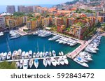Panoramic view of Fontvieille - new district of Monaco. Boats an