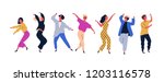 group of young happy dancing... | Shutterstock .eps vector #1203116578
