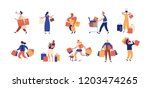 collection of people carrying... | Shutterstock .eps vector #1203474265