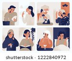 collection of people talking on ... | Shutterstock .eps vector #1222840972