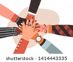 hands of diverse group of... | Shutterstock .eps vector #1414443335