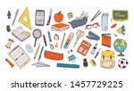 collection of school supplies... | Shutterstock . vector #1457729225