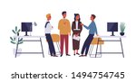 colleagues in office flat... | Shutterstock .eps vector #1494754745