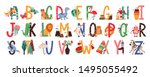 english alphabet with cute... | Shutterstock .eps vector #1495055492