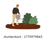 smiling male farmer watering... | Shutterstock .eps vector #1770979865
