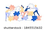people assembling giant jigsaw... | Shutterstock .eps vector #1845515632