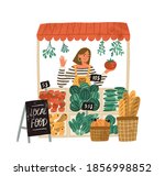 female farmer selling fresh... | Shutterstock .eps vector #1856998852