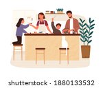 happy family cooking dinner... | Shutterstock .eps vector #1880133532