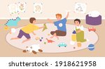 children playing indoors with... | Shutterstock .eps vector #1918621958