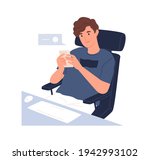 happy young man using mobile... | Shutterstock .eps vector #1942993102