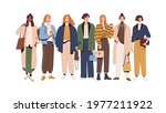 group of stylish women wearing... | Shutterstock .eps vector #1977211922