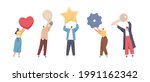 set of tiny people holding big... | Shutterstock .eps vector #1991162342