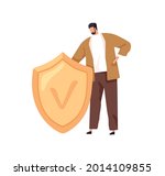 tiny person standing with safe... | Shutterstock .eps vector #2014109855