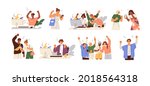 set of happy lucky people... | Shutterstock .eps vector #2018564318