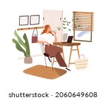 woman work with laptop computer ... | Shutterstock .eps vector #2060649608