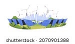 solar and wind power plant.... | Shutterstock .eps vector #2070901388
