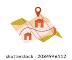 route and locations marked with ... | Shutterstock .eps vector #2084946112