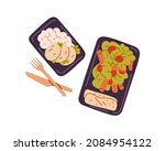 healthy food in plastic lunch... | Shutterstock .eps vector #2084954122