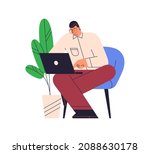 person work with laptop through ... | Shutterstock .eps vector #2088630178