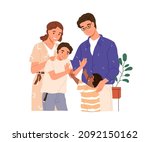 foster family with adopted... | Shutterstock .eps vector #2092150162