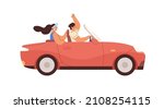 couple in convertible car on...