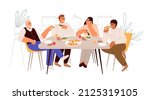 colleagues having meal ... | Shutterstock .eps vector #2125319105