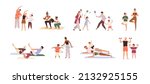 people  families exercising ... | Shutterstock .eps vector #2132925155