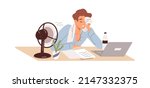 tired person works in heat.... | Shutterstock .eps vector #2147332375