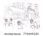 Drawing Of Sidewalk Cafe Or...